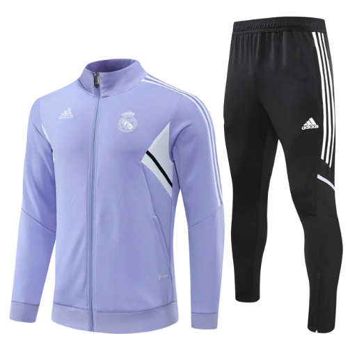 CONJUNTO TREINO COM ZIP REAL MADRID JAQUETA+CALÇA - ROXO 2022/23