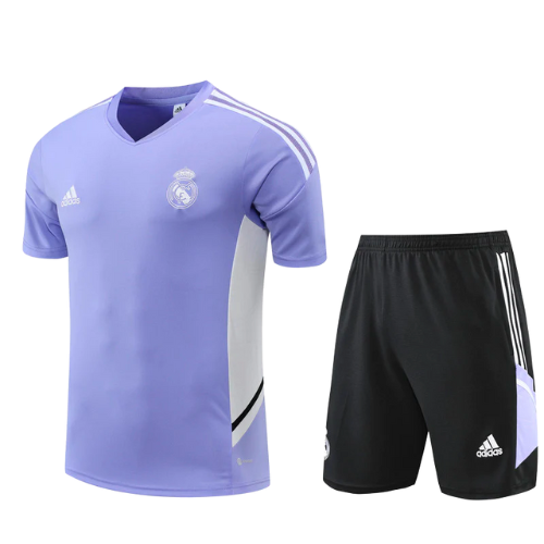 CONJUNTO TREINO REAL MADRID CAMISA+SHORT- ROXO 2021/22