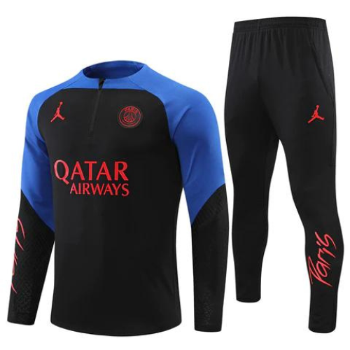 CONJUNTO TREINO PSG JAQUETA+CALÇA - PRETO/AZUL 2022/23