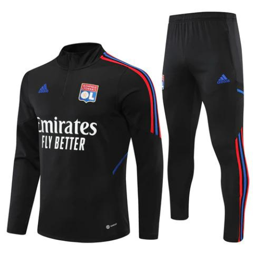 CONJUNTO TREINO OLYMPIQUE LYON JAQUETA+CALÇA - PRETO 2022/23