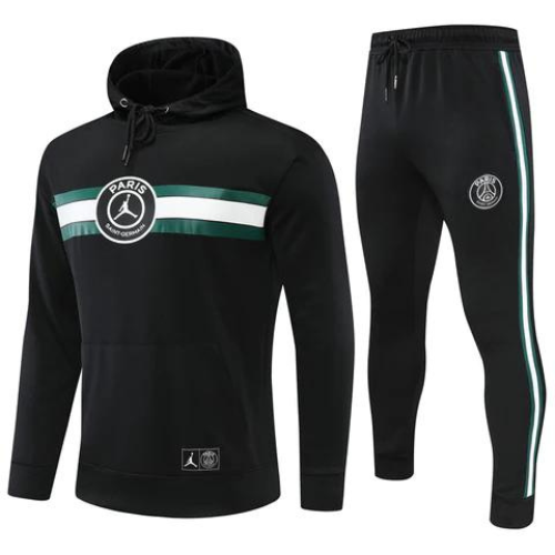 CONJUNTO TREINO PSG JAQUETA+CALÇA - PRETO/VERDE 2022/23