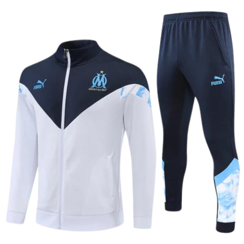 CONJUNTO TREINO MARSELHA JAQUETA+CALÇA - BRANCO 2023/24