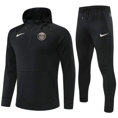CONJUNTO TREINO COM CAPUZ PSG JAQUETA+CALÇA - PRETO 2022/23