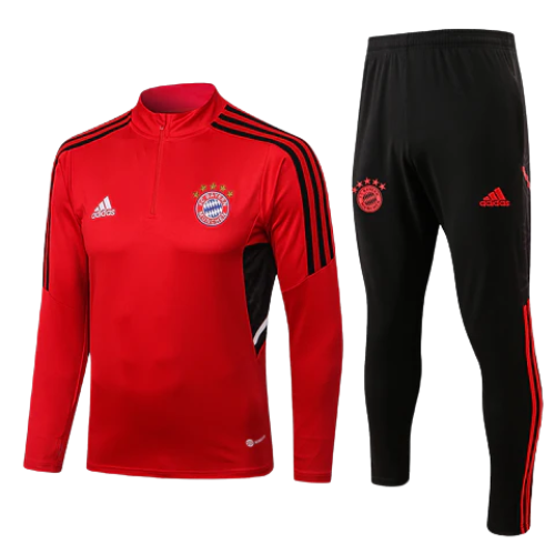 CONJUNTO TREINO BAYERN DE MUNIQUE JAQUETA+CALÇA VERMELHO/BRANCO 23/24