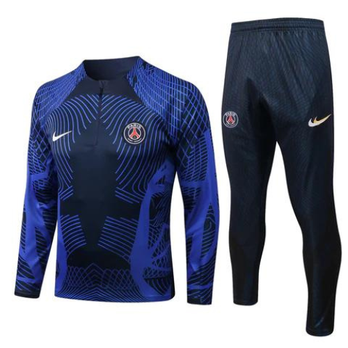 CONJUNTO TREINO PSG JAQUETA+CALÇA - AZUL/PRETO 2022/23