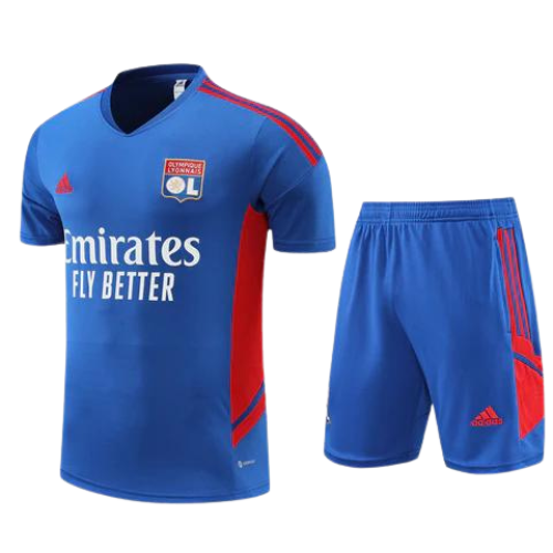CONJUNTO TREINO OLYMPIQUE LYON CAMISA+SHORT - AZUL 2023/24
