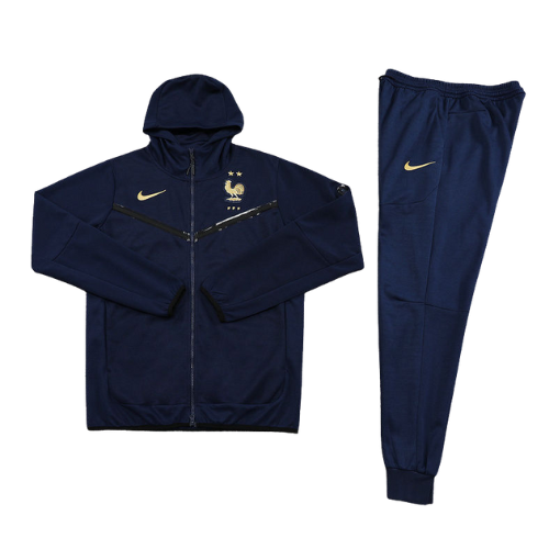 CONJUNTO TREINO COM CAPUZ FRANÇA JAQUETA+CALÇA - AZUL 2022/23