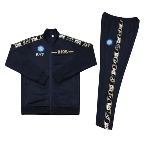CONJUNTO TREINO NAPOLI JAQUETA+CALÇA EDIÇÃO "D10S" - PRETO 2023/24