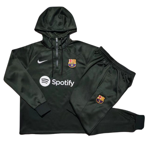 CONJUNTO INFANTIL TREINO COM CAPUZ BARCELONA JAQUETA+CALÇA - PRETO 2022/23