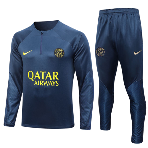 CONJUNTO INFANTIL TREINO PSG JAQUETA+CALÇA - AZUL ESCURO/AMARELO 2021/22