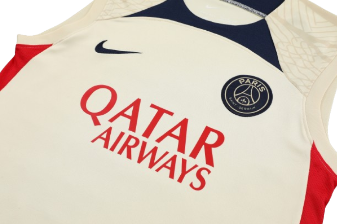 CONJUNTO TREINO PSG REGATA+SHORT - BEGE/AZUL 2023/24
