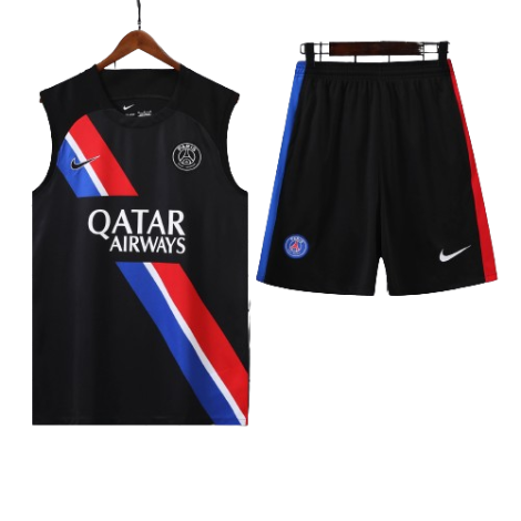 CONJUNTO TREINO PSG REGATA+SHORT - PRETO FAIXA 2023/24