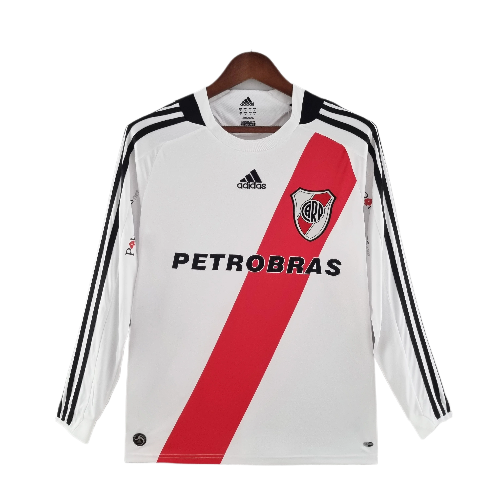 CAMISA RETRO MANGA LONGA RIVER PLATE 2009/10 - BRANCO