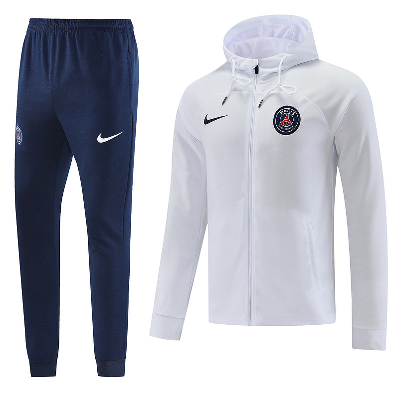 CONJUNTO TREINO COM CAPUZ PSG JAQUETA+CALÇA - BRANCO 2021/22