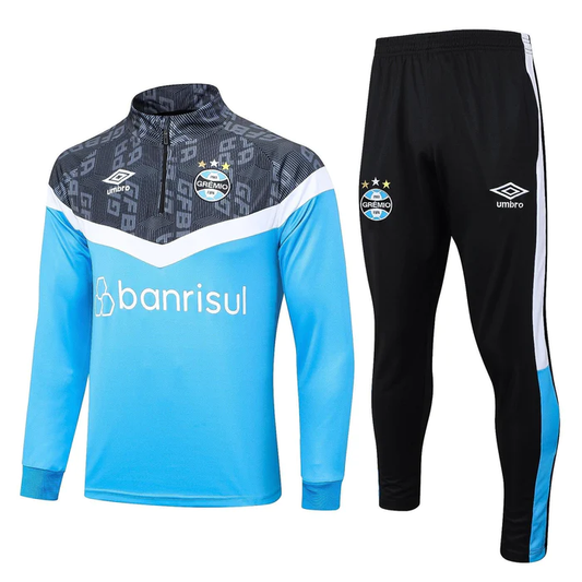 CONJUNTO TREINO GREMIO JAQUETA+CALÇA - AZUL/CINZA 2023/24