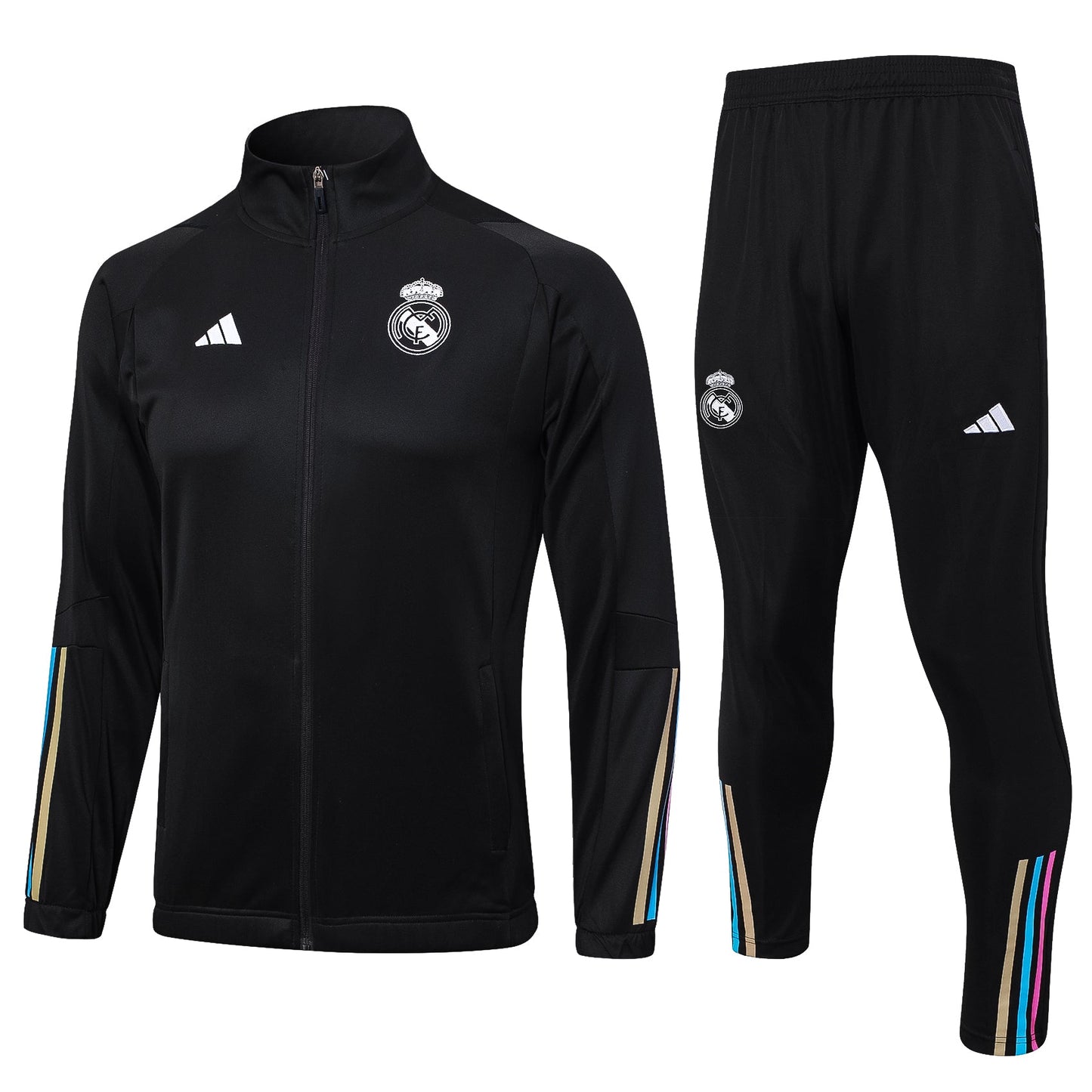 CONJUNTO TREINO REAL MADRID JAQUETA+CALÇA - PRETO 2023/24