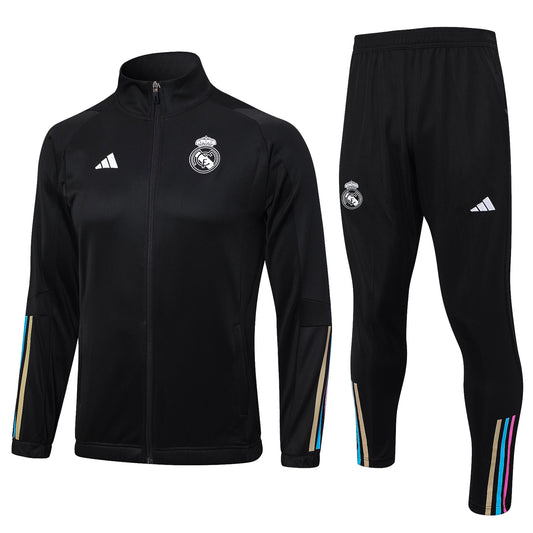 CONJUNTO TREINO REAL MADRID JAQUETA+CALÇA - PRETO 2023/24