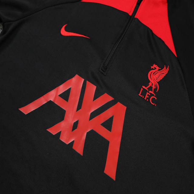 CONJUNTO TREINO LIVERPOOL JAQUETA+CALÇA - PRETO/VERMELHO 2022/23
