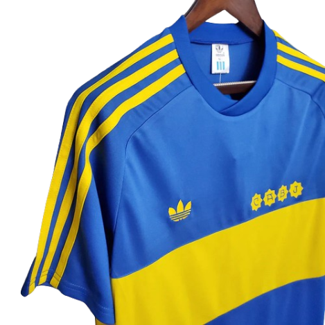 CAMISA BOCA JUNIORS RETRÔ 1981 AZUL E AMARELA