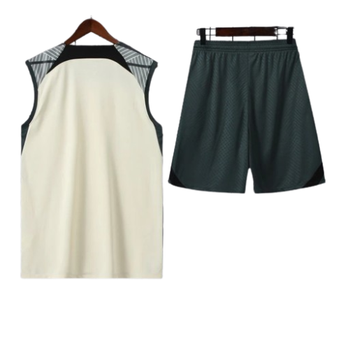 CONJUNTO TREINO BARCELONA REGATA+SHORT - BEGE 2023/24