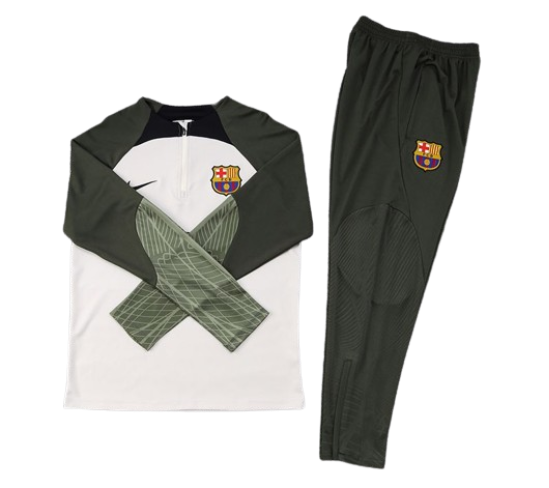 CONJUNTO TREINO BARCELONA JAQUETA+CALÇA - BEGE/VERDE MILITAR 2023/24