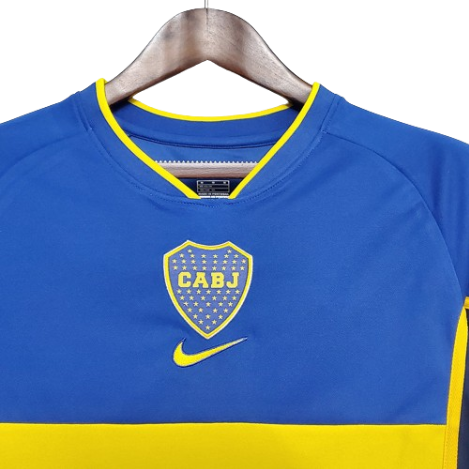 CAMISA BOCA JUNIORS RETRÔ 2002 AZUL E AMARELA