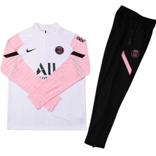 CONJUNTO TREINO PSG JAQUETA+CALÇA - BRANCO/ROSA 2021/22