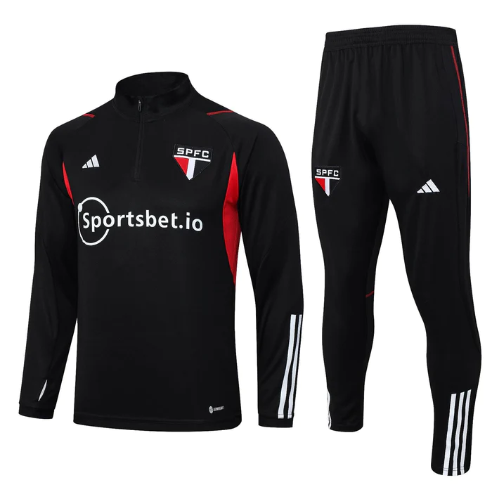 CONJUNTO TREINO SÃO PAULO JAQUETA+CALÇA - PRETO 2023/24