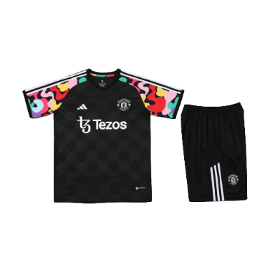 CONJUNTO TREINO MANCHESTER UNITED CAMISA+SHORT - PRETO 2023/24