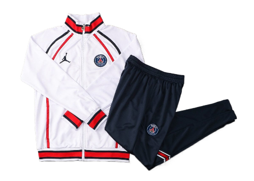CONJUNTO TREINO PSG JAQUETA+CALÇA - BRANCO/VERMELHO 2021/22