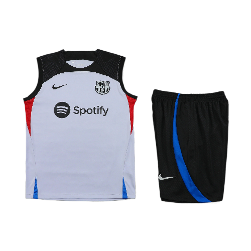CONJUNTO TREINO BARCELONA REGATA+SHORT - BRANCO 2023/24