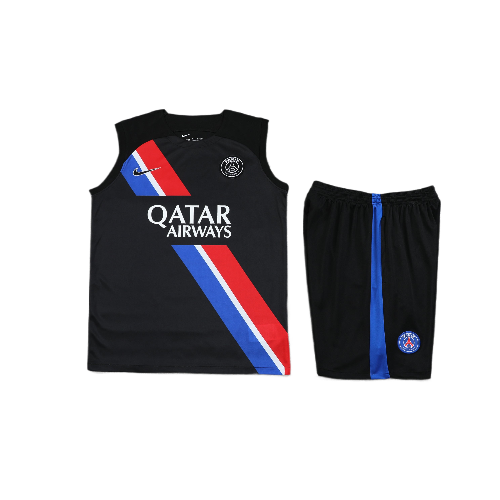 CONJUNTO TREINO PSG REGATA+SHORT - PRETO FAIXA 2023/24