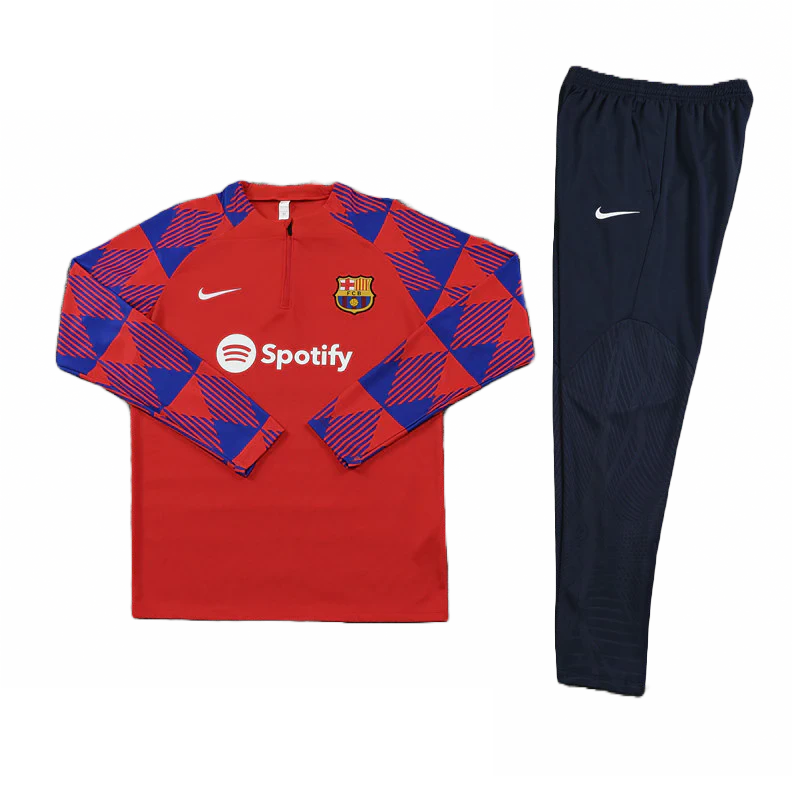 CONJUNTO TREINO BARCELONA JAQUETA+CALÇA - VERMELHO/DEGRADÉ 2023/24