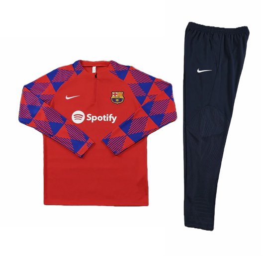CONJUNTO TREINO BARCELONA JAQUETA+CALÇA - VERMELHO/DEGRADÉ 2023/24