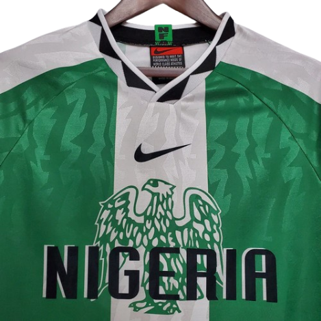 CAMISA NIGÉRIA RETRÔ 1996 VERDE E BRANCA