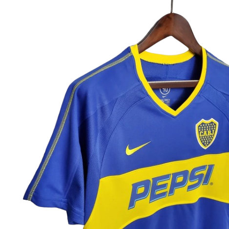 CAMISA BOCA JUNIORS RETRÔ 03/04 - AZUL E AMARELA