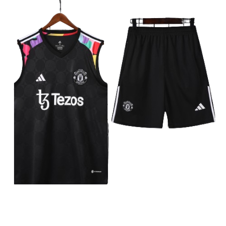 CONJUNTO TREINO MANCHESTER UNITED REGATA+SHORT - PRETO 2023/24