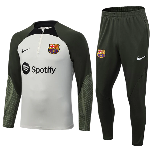 CONJUNTO TREINO BARCELONA JAQUETA+CALÇA - BEGE/VERDE MILITAR 2023/24