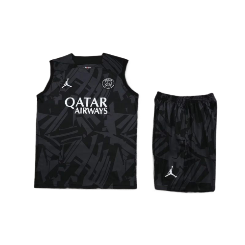 CONJUNTO TREINO PSG REGATA+SHORT - PRETO MILITAR 2023/24