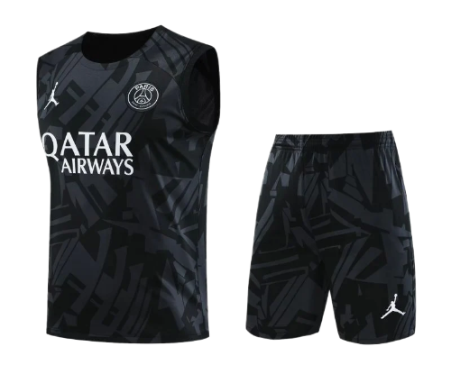 CONJUNTO TREINO PSG REGATA+SHORT - PRETO MILITAR 2023/24
