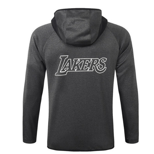 KIT JAQUETA COM CAPUZ + CALÇA MOLETOM CINZA NBA LAKERS 2021/22