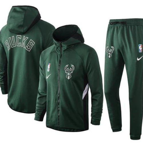 KIT JAQUETA COM CAPUZ + CALÇA MOLETOM NBA MILWAUKEE BUCKS 2021/22