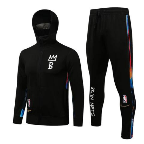 KIT NBA MOLETOM + CALÇA MOLETOM PRETA BROOKLYN NETS 2021/22