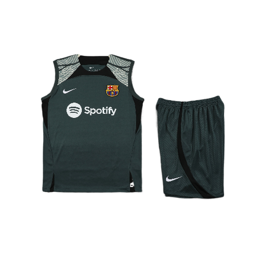 CONJUNTO TREINO BARCELONA REGATA+SHORT - VERDE MILITAR 2023/24