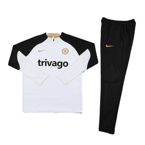CONJUNTO TREINO CHELSEA JAQUETA+CALÇA - BRANCO/PRETO 2023/24
