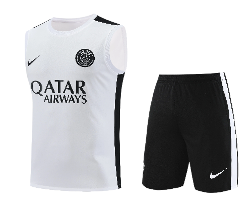 CONJUNTO TREINO PSG REGATA+SHORT - BRANCO/PRETO 2023/24