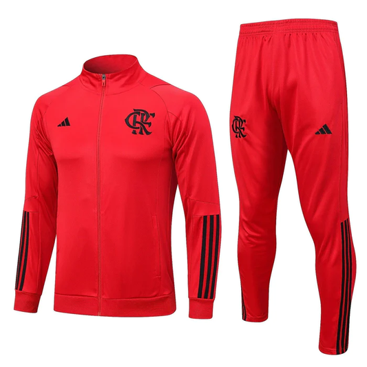 CONJUNTO TREINO FLAMENGO COM ZIP JAQUETA+CALÇA - VERMELHO 2023/24