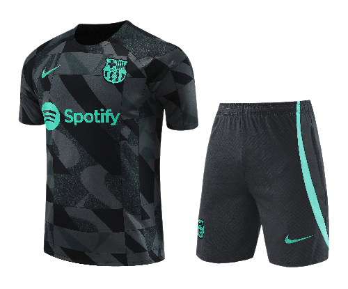CONJUNTO TREINO BARCELONA CAMISA+SHORT - PRETO MILITAR 2022/23