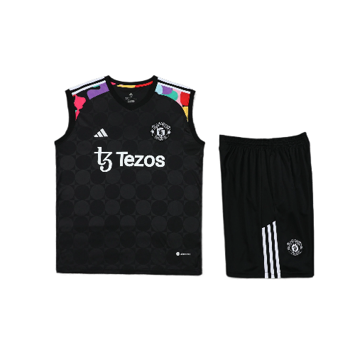CONJUNTO TREINO MANCHESTER UNITED REGATA+SHORT - PRETO 2023/24