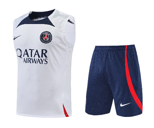 CONJUNTO TREINO PSG REGATA+SHORT - BRANCO/AZUL 2023/24